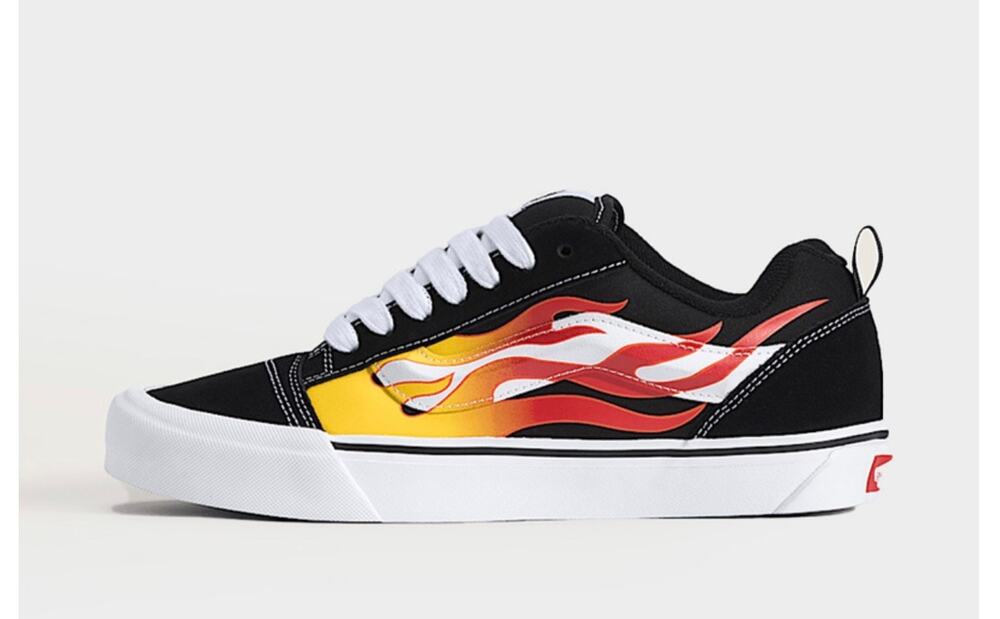 Vans Knu Skool Flame Black Red Sz 5 toddler